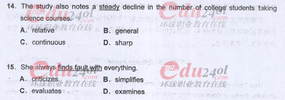 2011年職稱英語(yǔ)考試真題之綜合類(lèi)A級(jí)詞匯選項(xiàng)