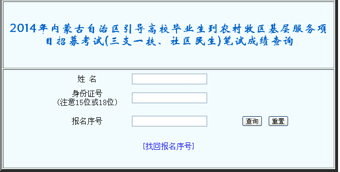 2014年內蒙古社區民生考試成績查詢